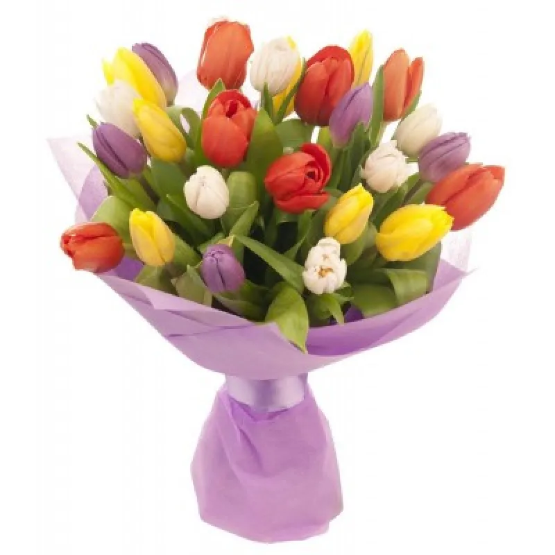 Букет из 21 тюльпана в Фетре, доставка Новокручининский